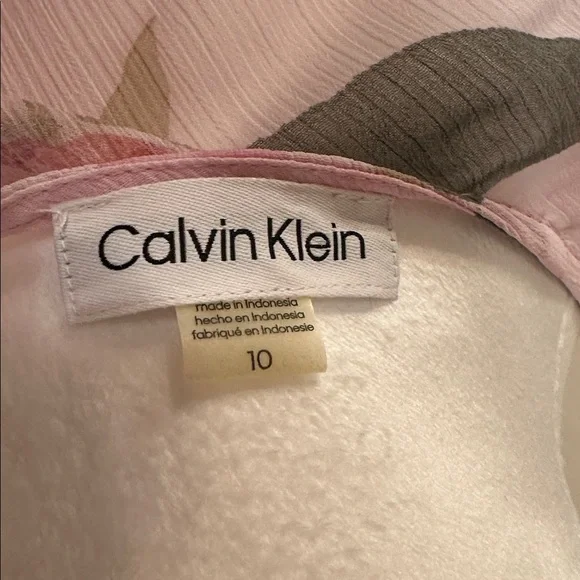 Calvin Klein Pink Floral High-Low Chiffon Dress - Picture 3 of 3